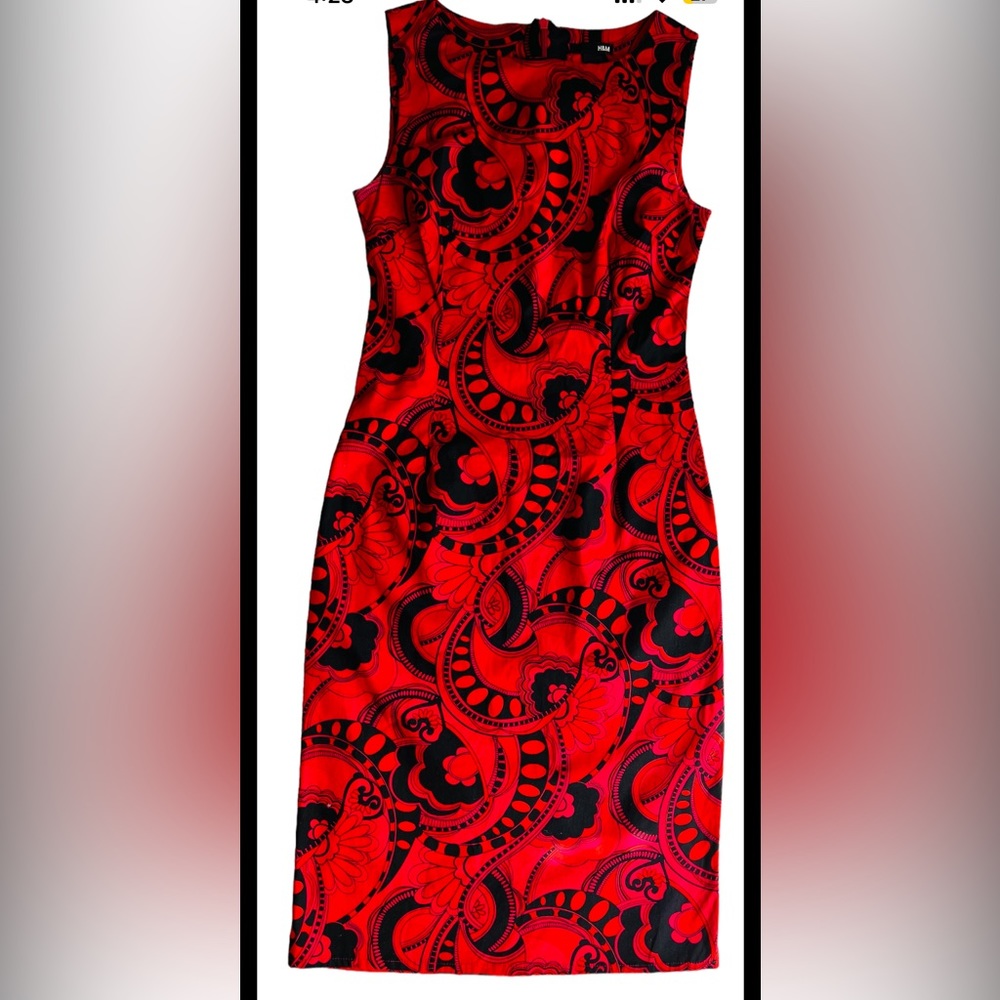 H&M Womens Cool Tank Dress size 4,floral print  black red sleeveless